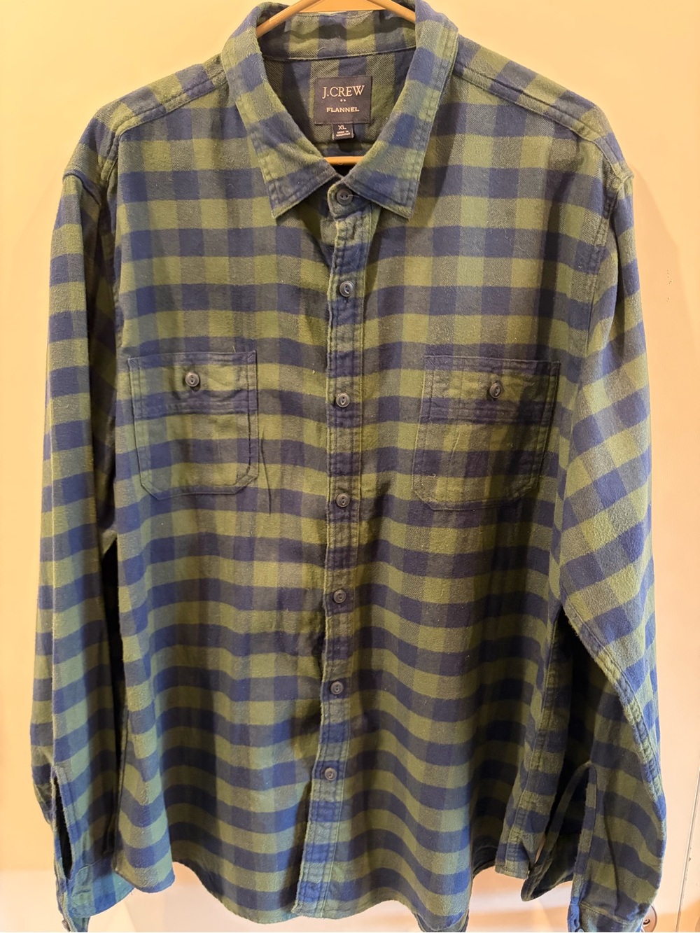 J. Crew Blue and Green Plaid Flannel Button-Down